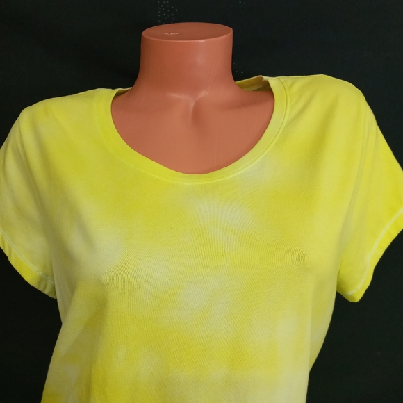 XXL NOBO No boundaries WATERCOLOR bleach print yellow t shirt top - Picture 4 of 9